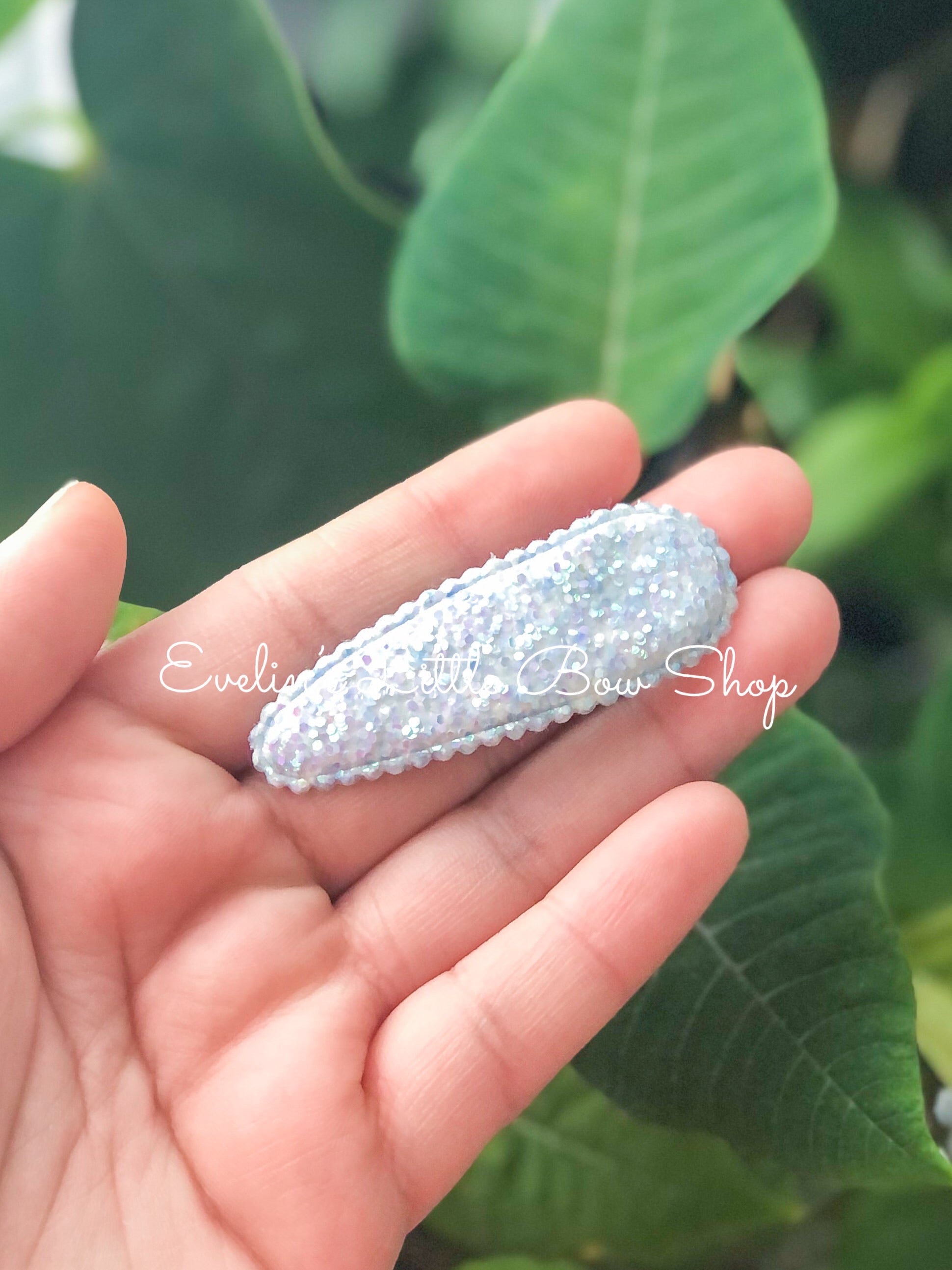 Pastel Blue Glitter Snap Clip