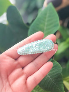 Pastel Mint Glitter Snap Clip